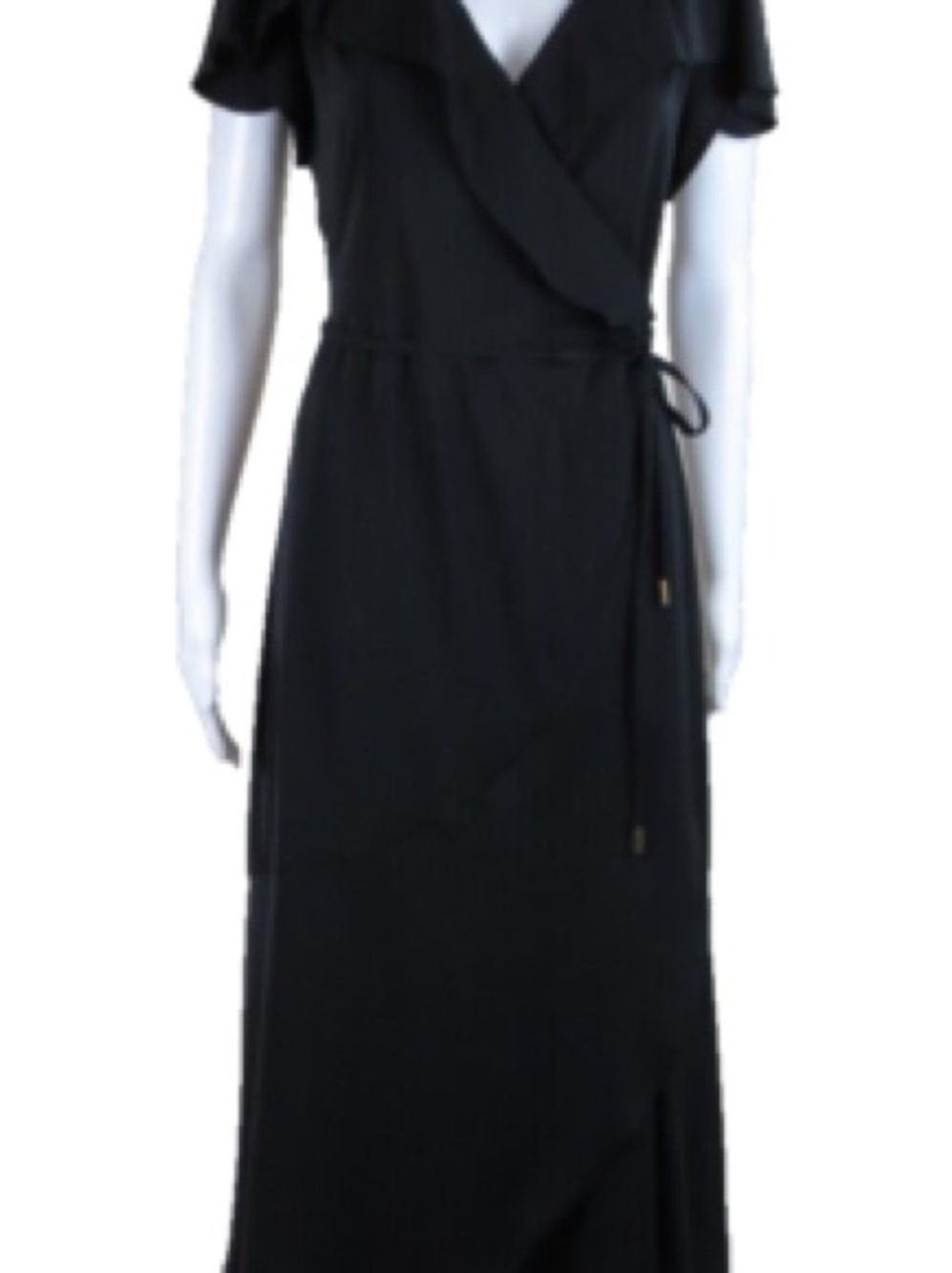 bishop + young Black Wrap Maxi Dress with Side Tie